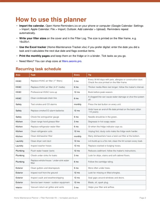 Task schedule
