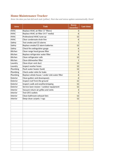 Excel tracker